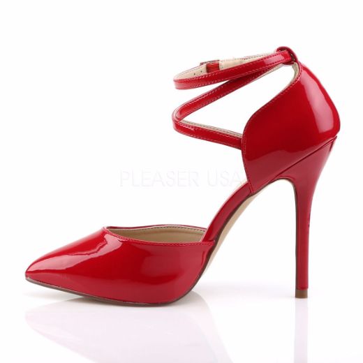 Product image of Pleaser Amuse-25 Red Patent, 5 inch (12.7 cm) Heel, 3/8 inch (1 cm) Hidden Platform Court Pump Shoes