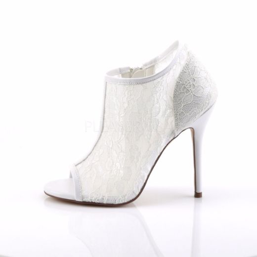 Product image of Fabulicious Amuse-56 Ivory Lace-Mesh, 5 inch (12.7 cm) Heel, Sandal Shoes