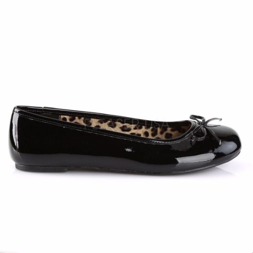 Product image of Pleaser Pink Label Anna-01 Black Patent, Flat Flat Shoes