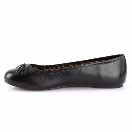 Product image of Pleaser Pink Label Anna-01 Black Faux Leather , Flat Flat Shoes