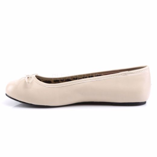 Product image of Pleaser Pink Label Anna-01 Cream Faux Leather, Flat Flat Shoes