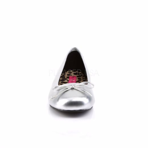 Product image of Pleaser Pink Label Anna-01 Silver Met. Pu, Flat Flat Shoes