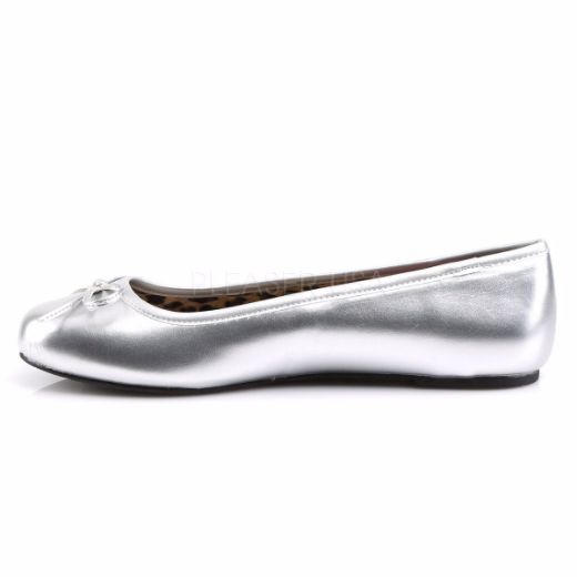 Product image of Pleaser Pink Label Anna-01 Silver Met. Pu, Flat Flat Shoes