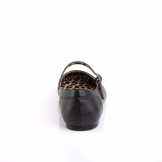 Product image of Pleaser Pink Label Anna-02 Black Faux Leather, Flat Flat Shoes