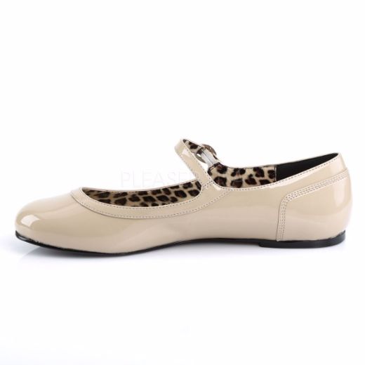 Product image of Pleaser Pink Label Anna-02 Cream Patent, Flat Flat Shoes