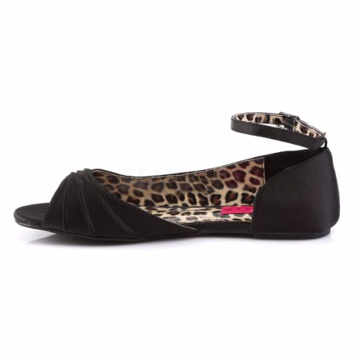 Product image of Pleaser Pink Label Anna-03 Black Satin, Flat Flat Shoes
