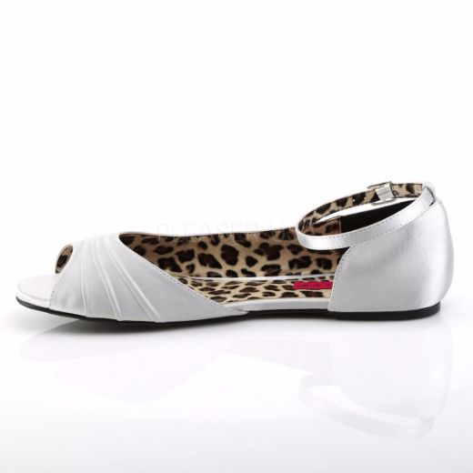 Product image of Pleaser Pink Label Anna-03 Silver Satin, Flat Flat Shoes