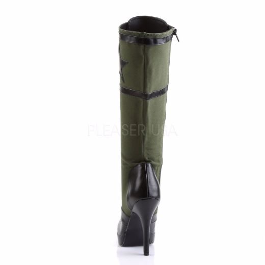 Product image of Funtasma Arena-2022 Black Pu-Army Green Canvas, 4 1/2 inch (11.4 cm) Heel Knee High Boot