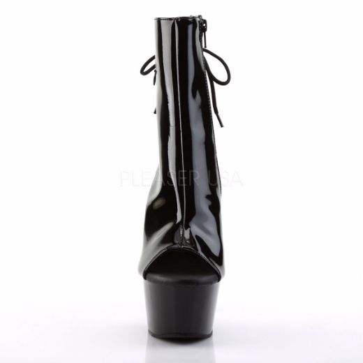 Product image of Pleaser Aspire-1018 Black Patent/Black, 6 inch (15.2 cm) Heel, 2 1/4 inch (5.7 cm) Platform Ankle Boot