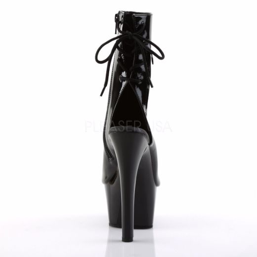 Product image of Pleaser Aspire-1018 Black Patent/Black, 6 inch (15.2 cm) Heel, 2 1/4 inch (5.7 cm) Platform Ankle Boot