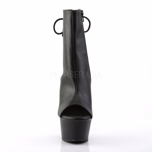 Product image of Pleaser Aspire-1018 Black Faux Leather/Black Matte, 6 inch (15.2 cm) Heel, 2 1/4 inch (5.7 cm) Platform Ankle Boot