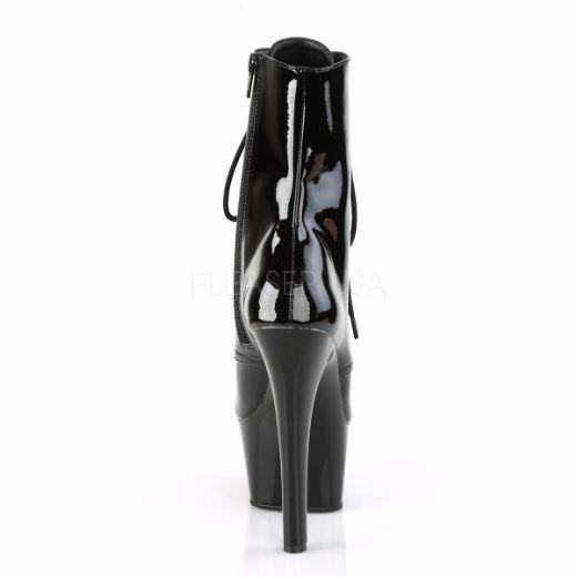 Product image of Pleaser Aspire-1020 Black Patent/Black , 6 inch (15.2 cm) Heel, 2 1/4 inch (5.7 cm) Platform Ankle Boots