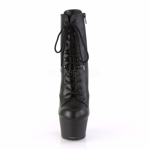 Product image of Pleaser Aspire-1020 Black Faux Leather/Black Matte , 6 inch (15.2 cm) Heel, 2 1/4 inch (5.7 cm) Platform Ankle Boots