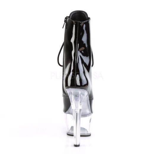 Product image of Pleaser Aspire-1021 Black Patent/Clear, 6 inch (15.2 cm) Heel, 2 1/4 inch (5.7 cm) Platform Ankle Boot