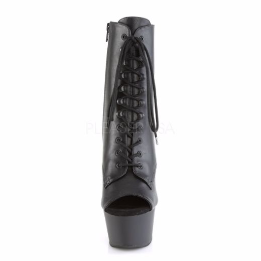 Product image of Pleaser Aspire-1021 Black Faux Leather/Black Matte, 6 inch (15.2 cm) Heel, 2 1/4 inch (5.7 cm) Platform Ankle Boot