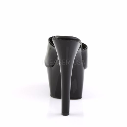 Product image of Pleaser Aspire-601 Black Patent/Black, 6 inch (15.2 cm) Heel, 2 1/4 inch (5.7 cm) Platform Slide Mule Shoes