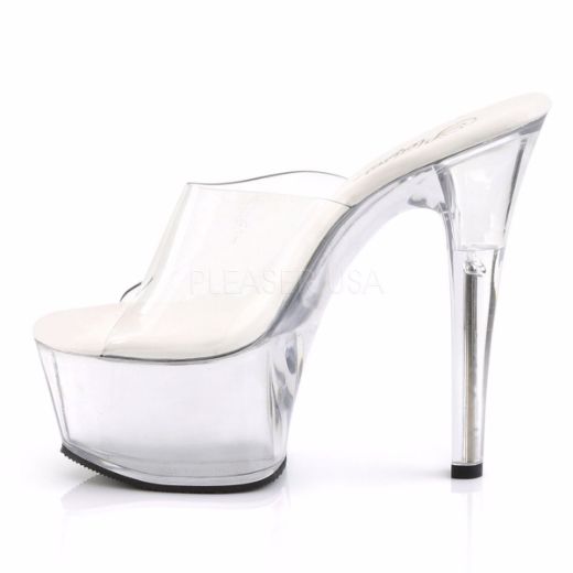 Product image of Pleaser Aspire-601 Clear/Clear, 6 inch (15.2 cm) Heel, 2 1/4 inch (5.7 cm) Platform Slide Mule Shoes