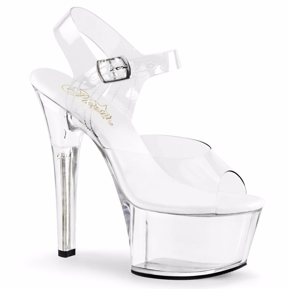 Product image of Pleaser Aspire-608 Clear/Clear, 6 inch (15.2 cm) Heel, 2 1/4 inch (5.7 cm) Platform Sandal Shoes
