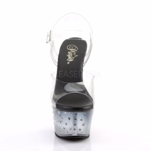 Product image of Pleaser Aspire-608Std Clear/Black-Clear, 6 inch (15.2 cm) Heel, 2 1/4 inch (5.7 cm) Platform Sandal Shoes