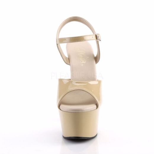 Product image of Pleaser Aspire-609 Cream Patent/Cream, 6 inch (15.2 cm) Heel, 2 1/4 inch (5.7 cm) Platform Sandal Shoes