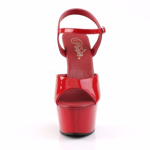 Product image of Pleaser Aspire-609 Red Patent/Red, 6 inch (15.2 cm) Heel, 2 1/4 inch (5.7 cm) Platform Sandal Shoes