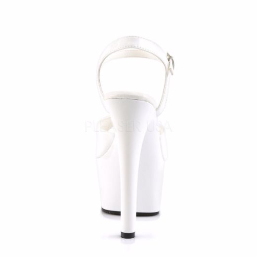 Product image of Pleaser Aspire-609 White Patent/White, 6 inch (15.2 cm) Heel, 2 1/4 inch (5.7 cm) Platform Sandal Shoes