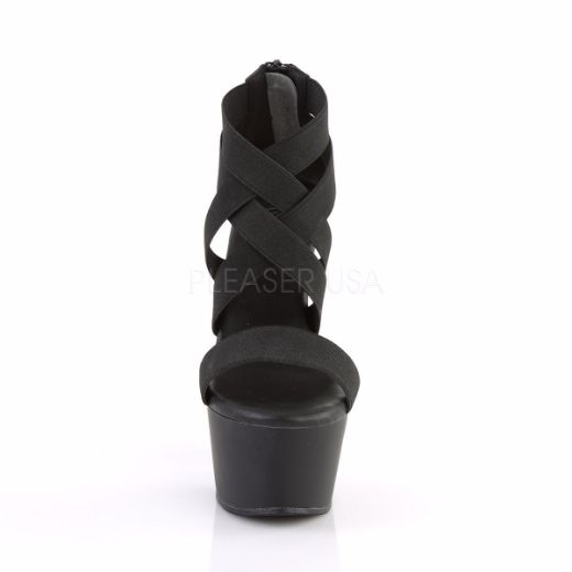 Product image of Pleaser Aspire-669 Black Elastic Band/Black Matte, 6 inch (15.2 cm) Heel, 2 1/4 inch (5.7 cm) Platform Sandal Shoes