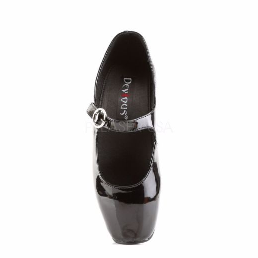 Product image of Devious Ballet-08 Black Patent, 7 inch (17.8 cm) Heel Court Pump Shoes