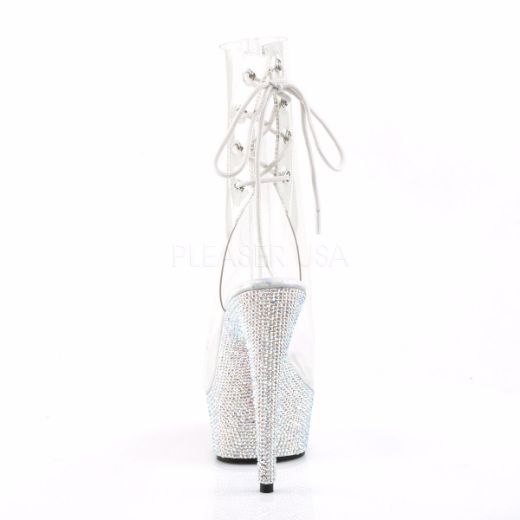 Product image of Pleaser Bejeweled-1018Dm-6 Clear/Silver Multi Rhinestone, 6 inch (15.2 cm) Heel, 1 3/4 inch (4.4 cm) Platform Ankle Boot