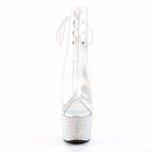 Product image of Pleaser Bejeweled-1018Dm-7 Clear/Silver Multi Rhinestone, 7 inch (17.8 cm) Heel, 2 3/4 inch (7 cm) Platform Ankle Boot