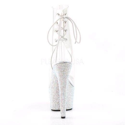 Product image of Pleaser Bejeweled-1018Dm-7 Clear/Silver Multi Rhinestone, 7 inch (17.8 cm) Heel, 2 3/4 inch (7 cm) Platform Ankle Boot