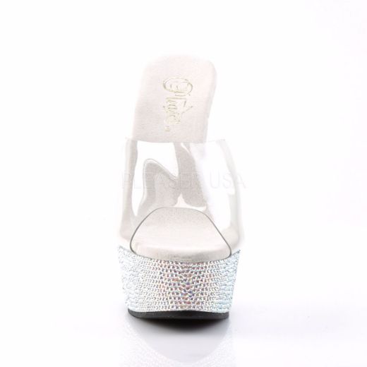 Product image of Pleaser Bejeweled-601Dm Clear/Silver Multi Rhinestone, 6 inchHeel, 1 3/4  inch (4.4 cm) Platform Slide Mule Shoes