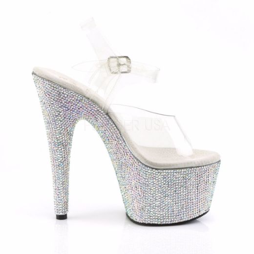 Product image of Pleaser Bejeweled-708Dm Clear/Silver Multi Rhinestone, 7 inchHeel, 2 3/4  inch (7 cm) Platform Sandal Shoes