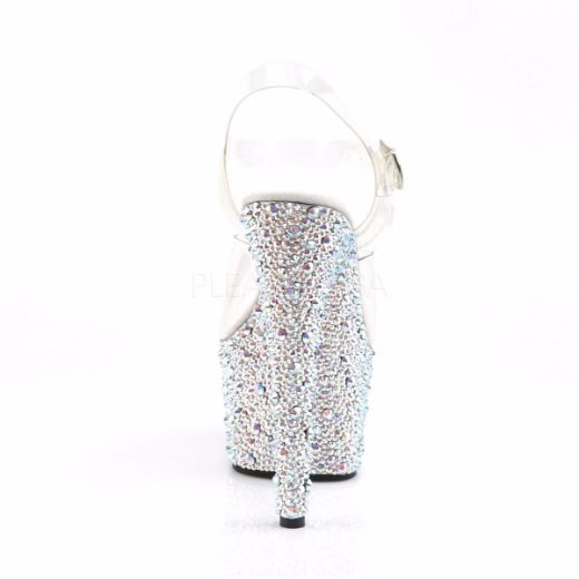 Product image of Pleaser Bejeweled-708Ms Clear/Silver Multi Rhinestone, 7 inch (17.8 cm) Heel, 2 3/4 inch (7 cm) Platform Sandal Shoes