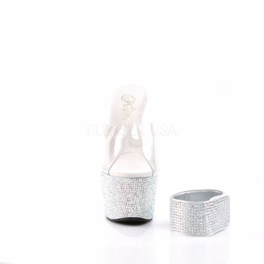 Product image of Pleaser Bejeweled-712Rs Clear/Silver Multi Rhinestone, 7 inch (17.8 cm) Heel, 2 3/4 inch (7 cm) Platform Sandal Shoes