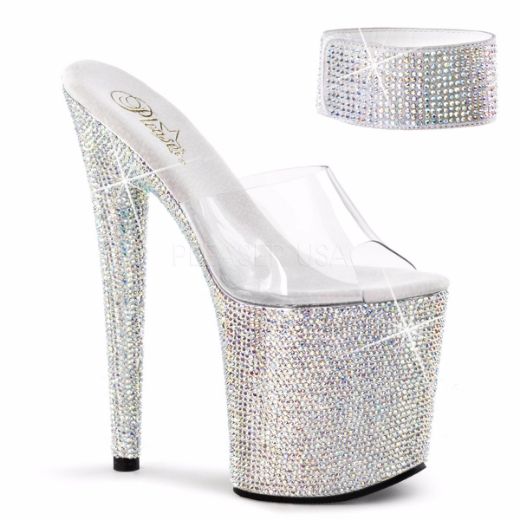 Product image of Pleaser Bejeweled-812Rs Clear/Silver Multi Rhinestone, 8 inch (20.3 cm) Heel, 4 inch (10.2 cm) Platform Sandal Shoes
