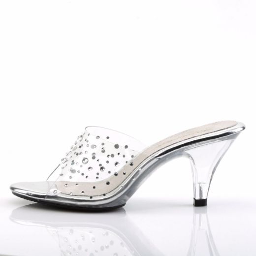 Product image of Fabulicious Belle-301Rs Clear/Clear, 3 inch (7.6 cm) Heel, 1/8 inch (0.3 cm) Platform Slide Mule Shoes