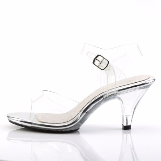 Product image of Fabulicious Belle-308 Clear/Clear, 3 inch (7.6 cm) Heel, 1/8 inch (0.3 cm) Platform Slide Mule Shoes