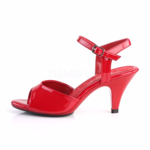 Product image of Fabulicious Belle-309 Red Patent/Red, 3 inch (7.6 cm) Heel, 1/8 inch (0.3 cm) Platform Sandal Shoes
