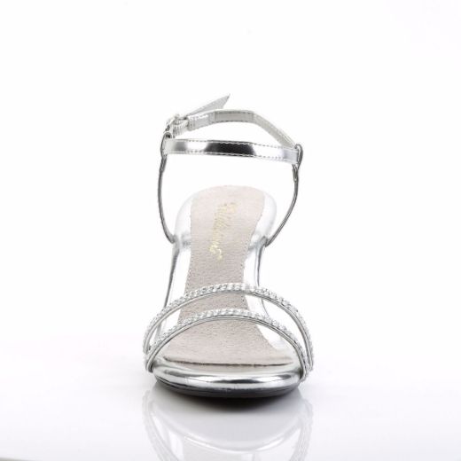 Product image of Fabulicious Belle-316 Silver Metallic Pu/Clear, 3 inch (7.6 cm) Heel, 1/8 inch (0.3 cm) Platform Sandal Shoes