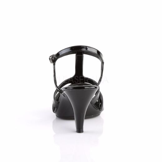 Product image of Fabulicious Belle-322 Black Patent/Black, 3 inch (7.6 cm) Heel, 1/8 inch (0.3 cm) Platform Sandal Shoes