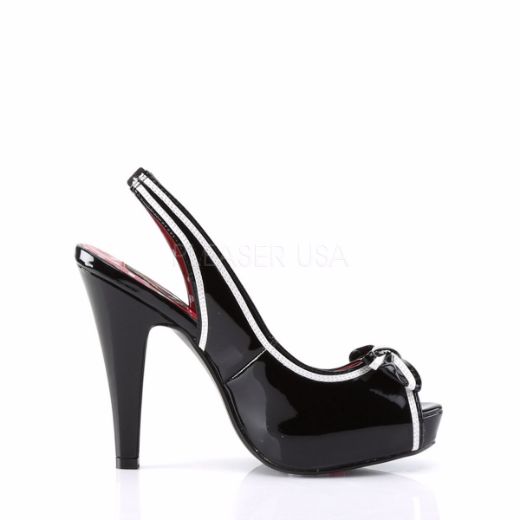 Product image of Pin Up Couture Bettie-05 Black Patent, 4 1/2 inch (11.4 cm) Heel, 1 inch (2.5 cm) Platform Sandal Shoes