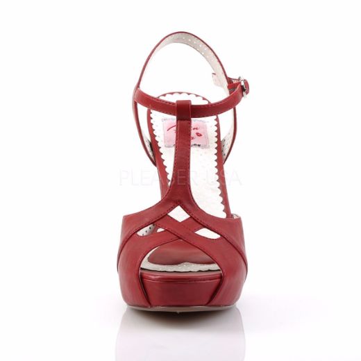 Product image of Pin Up Couture Bettie-23 Red Faux Leather, 4 1/2 inch (11.4 cm) Heel, 1 inch (2.5 cm) Semi Hidden Platform Sandal Shoes