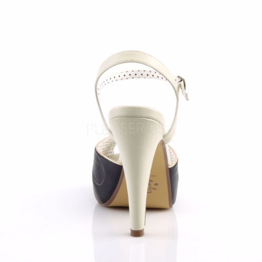 Product image of Pin Up Couture Bettie-27 Cream Multi Faux Leather, 4 1/2 inch (11.4 cm) Heel, 1 inch (2.5 cm) Hidden Platform Sandal Shoes