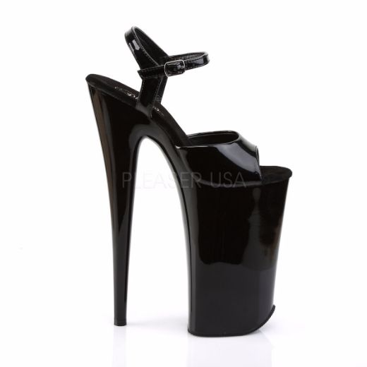 Product image of Pleaser Beyond-009 Black/Black, 10 inch (25.4 cm) Heel, 6 1/4 inch (15.9 cm) Platform Sandal Shoes