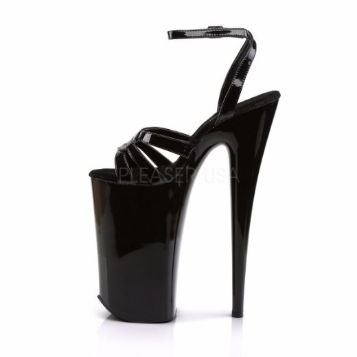 Product image of Pleaser Beyond-012 Black/Black, 10 inch (25.4 cm) Heel, 6 1/4 inch (15.9 cm) Platform Sandal Shoes