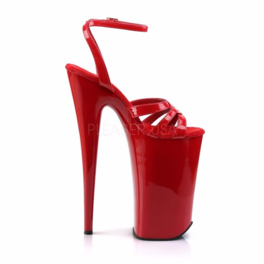 Product image of Pleaser Beyond-012 Red/Red, 10 inch (25.4 cm) Heel, 6 1/4 inch (15.9 cm) Platform Sandal Shoes