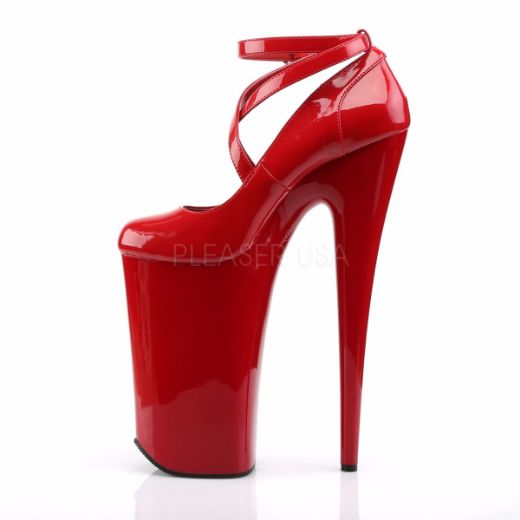 Product image of Pleaser Beyond-087 Red/Red, 10 inch (25.4 cm) Heel, 6 1/4 inch (15.9 cm) Platform Court Pump Shoes