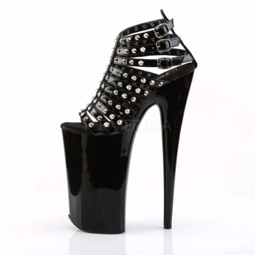 Product image of Pleaser Beyond-093 Black/Black, 10 inch (25.4 cm) Heel, 6 1/4 inch (15.9 cm) Platform Sandal Shoes