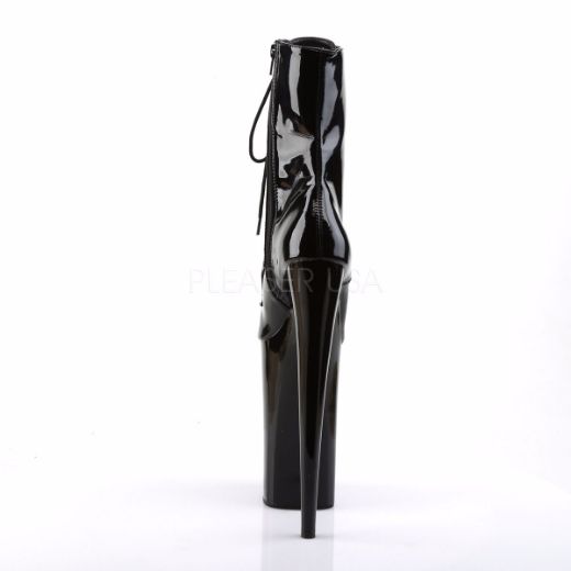Product image of Pleaser Beyond-1020 Black Patent/Black, 10 inch (25.4 cm) Heel, 6 1/4 inch (15.9 cm) Platform Ankle Boot